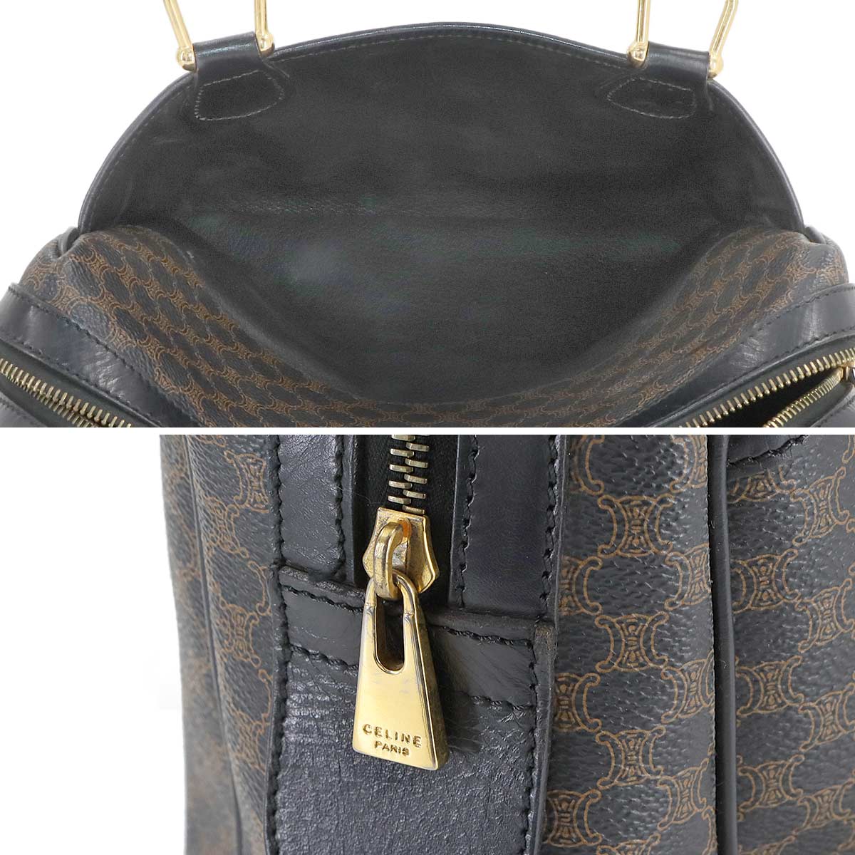 Macadam Hand Bag PVC Leather Black Brown Vintage Purse