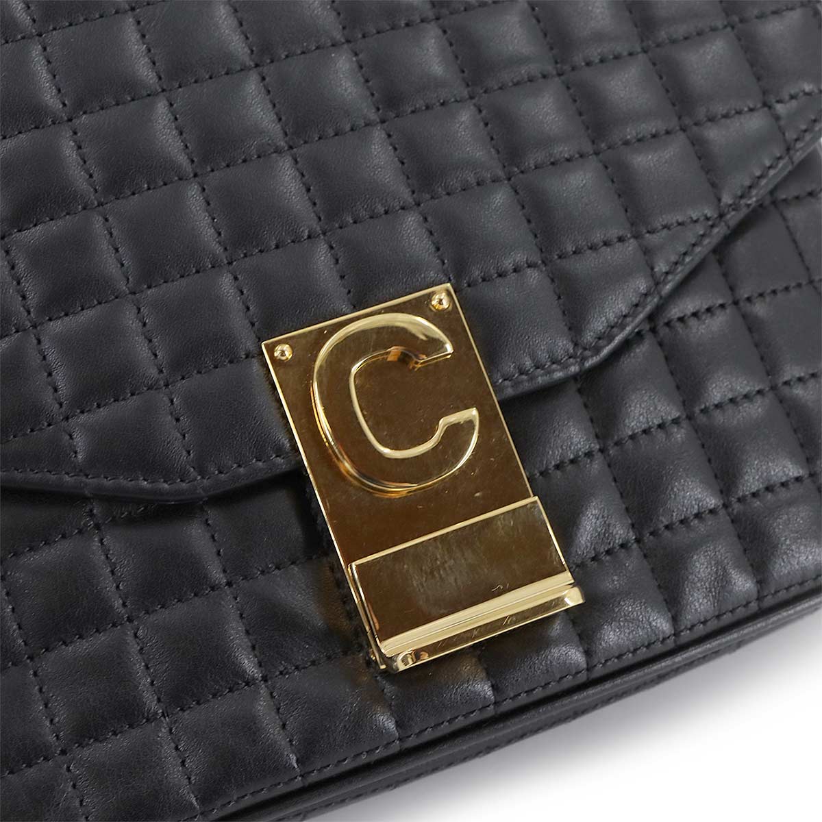 C Small Chain Shoulder Bag Leather Black 188403 Purse