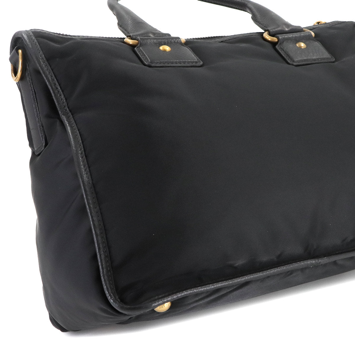 2way Tote Shoulder Bag Nylon Leather Black BL0748 Unisex Purse