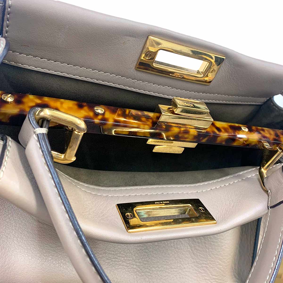 Peekaboo Regular 2way Hand Bag Leather Gray 8BN290