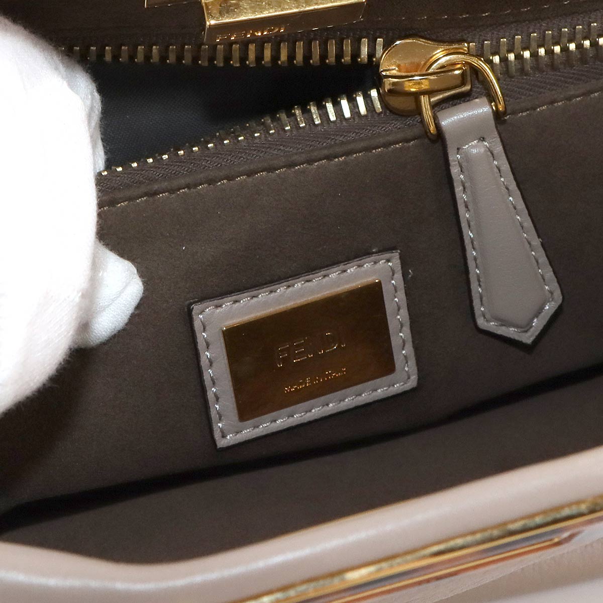 Peekaboo Regular 2way Hand Bag Leather Gray 8BN290