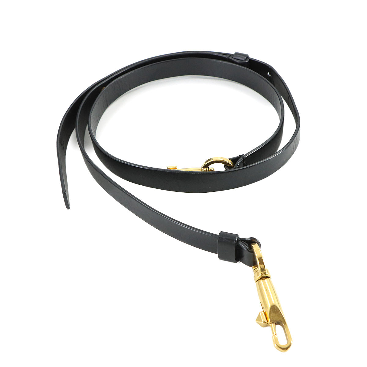 V Logos Walk Hand Shoulder Bag Leather Black