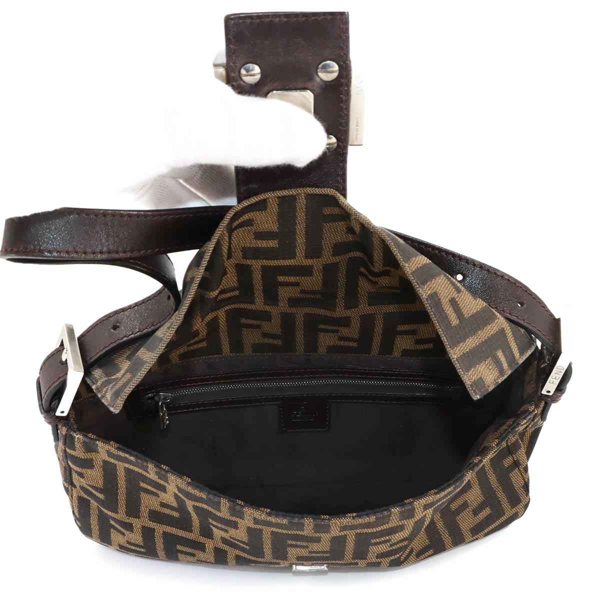 Zucca Mamma Baguette Shoulder Bag Canvas Leather Brown 26424