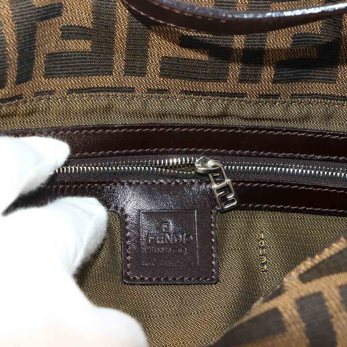 Zucca Mamma Baguette Shoulder Bag Canvas Leather Brown 26424