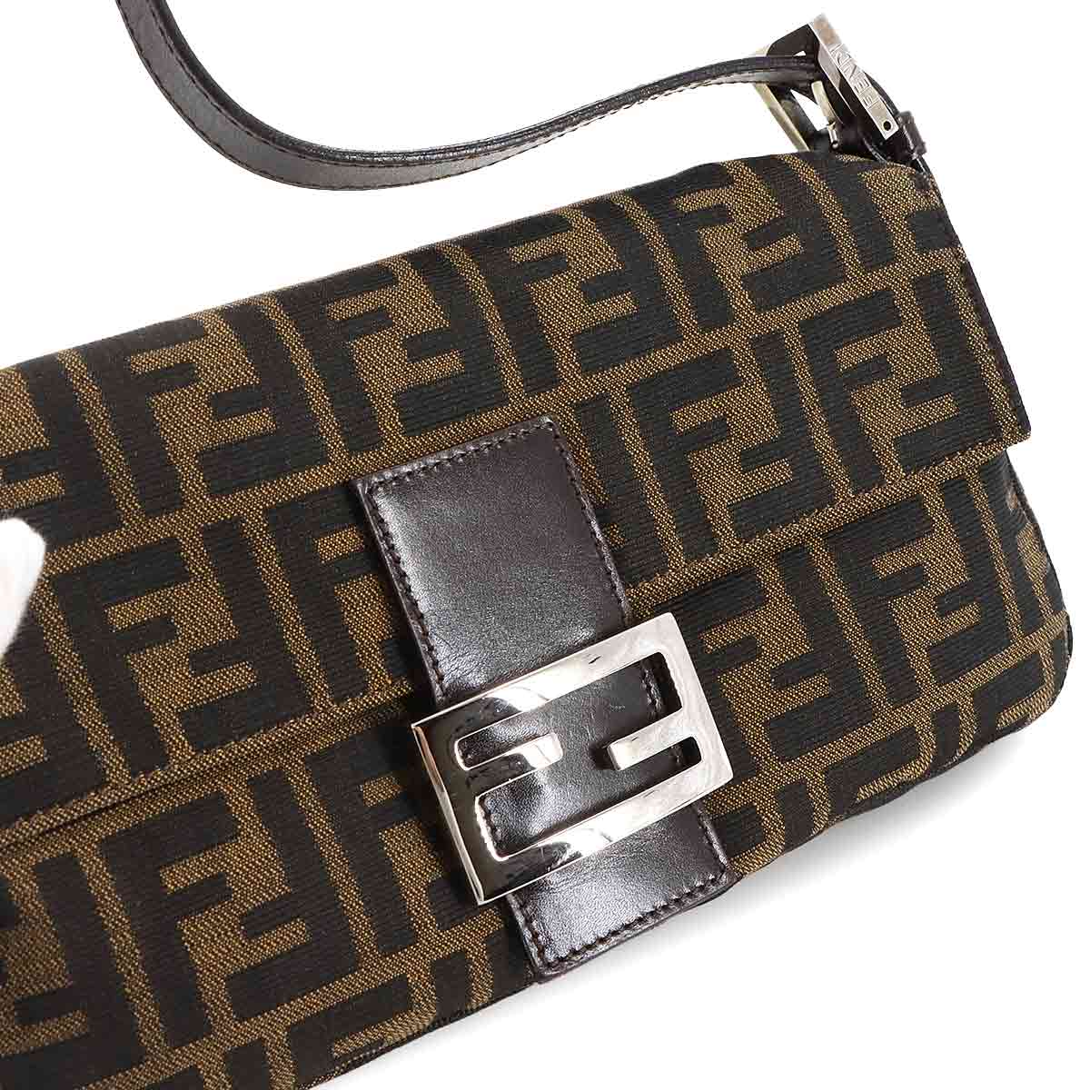 Zucca Mamma Baguette Shoulder Bag Canvas Leather Brown 26424