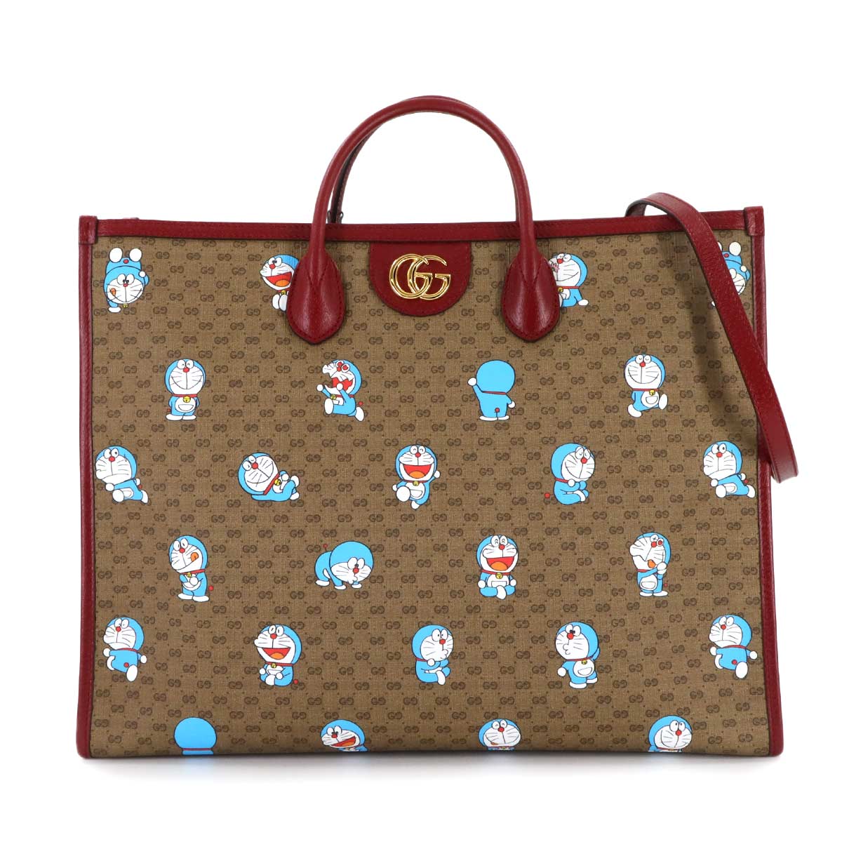 Doraemon Mini GG Supreme 2way Large Tote Bag Brown Red 653952