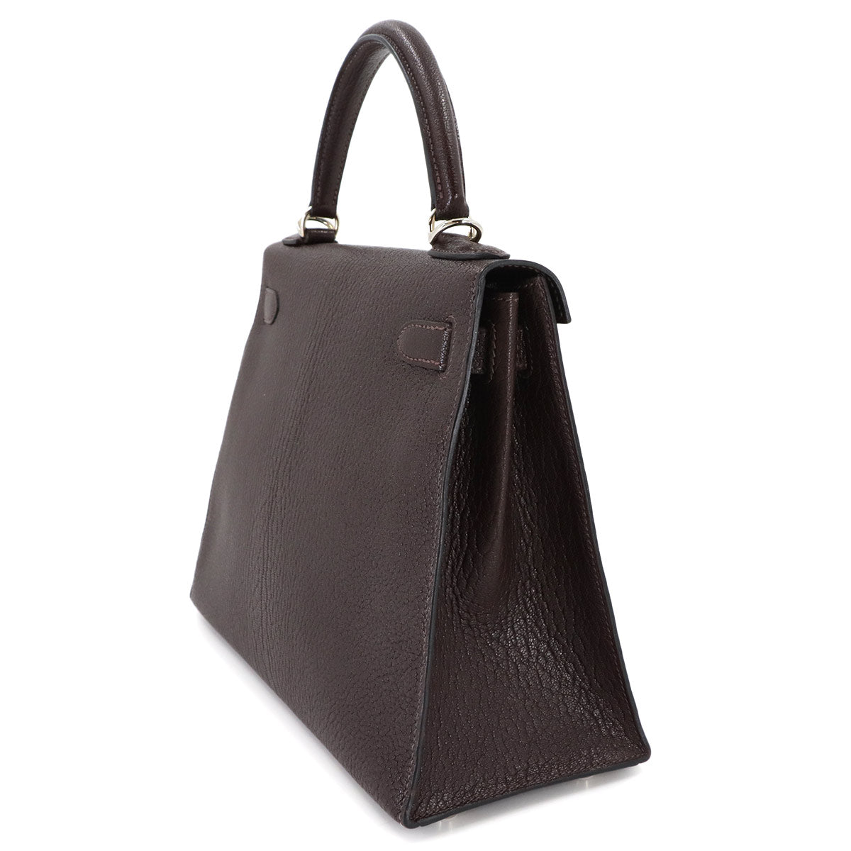 Kelly 28 Chevre Chocolat 2way Hand Shoulder Bag Purse