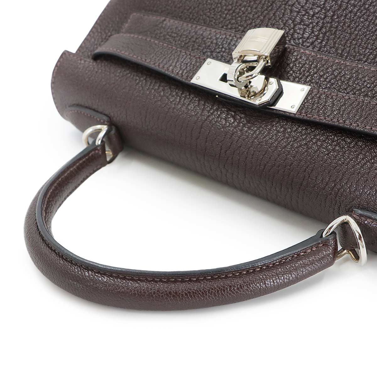 Kelly 28 Chevre Chocolat 2way Hand Shoulder Bag Purse