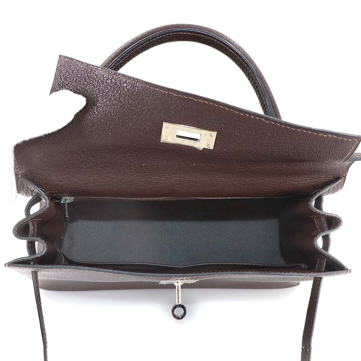 Kelly 28 Chevre Chocolat 2way Hand Shoulder Bag Purse