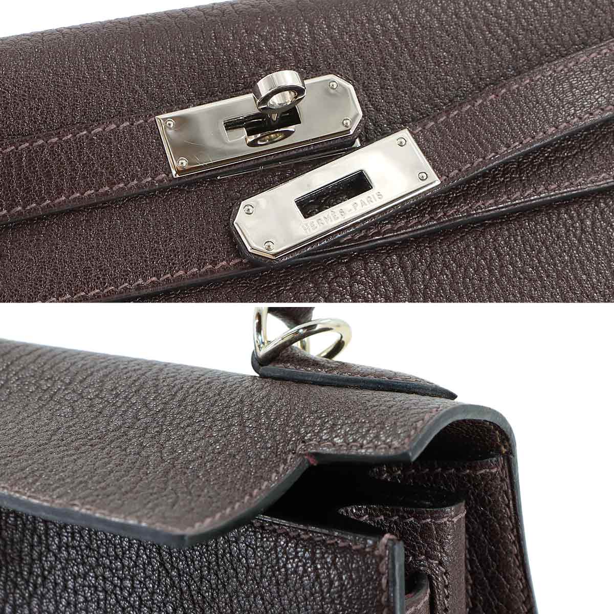 Kelly 28 Chevre Chocolat 2way Hand Shoulder Bag Purse