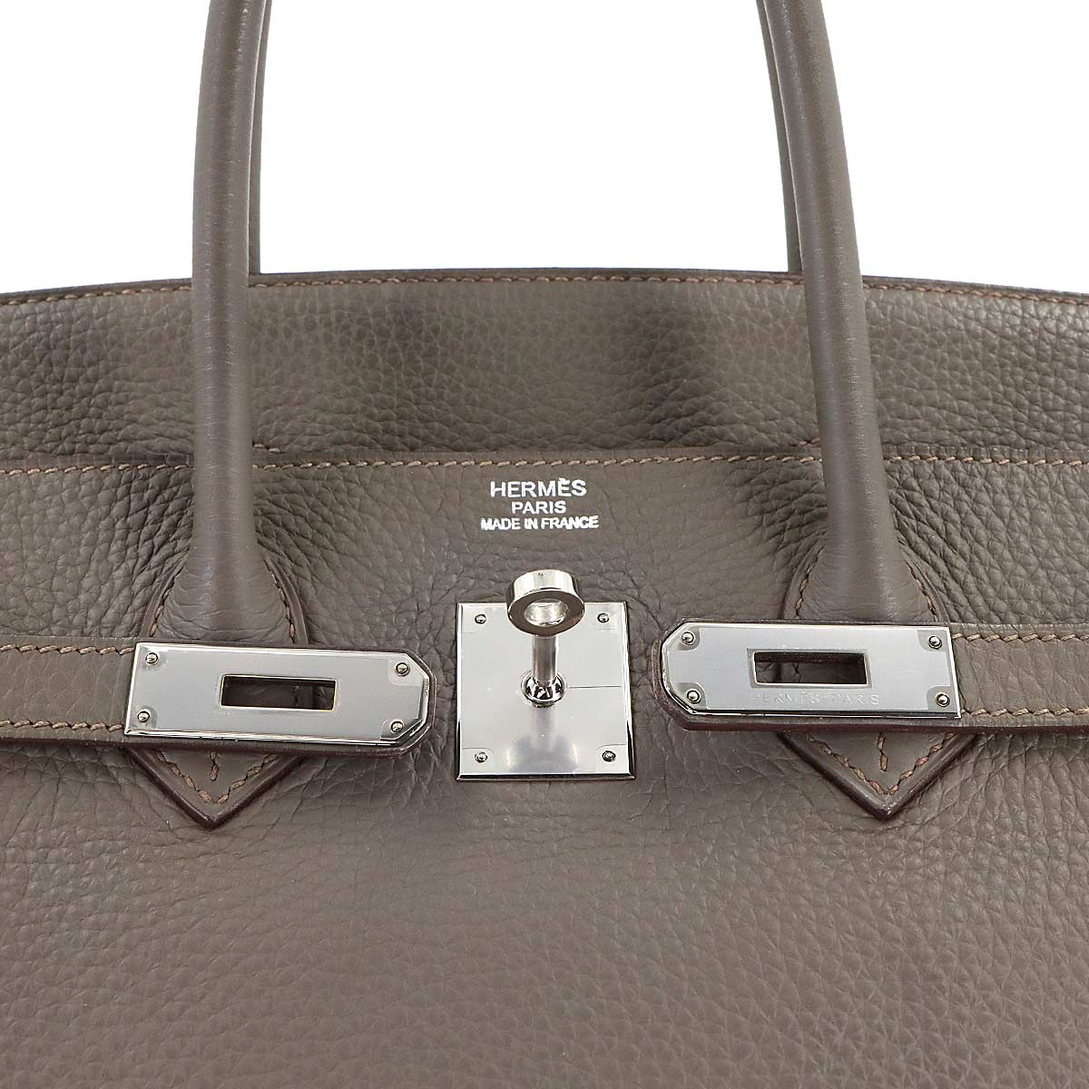 Birkin 35 Taurillon Clemence Etain Hand Bag Gray Purse
