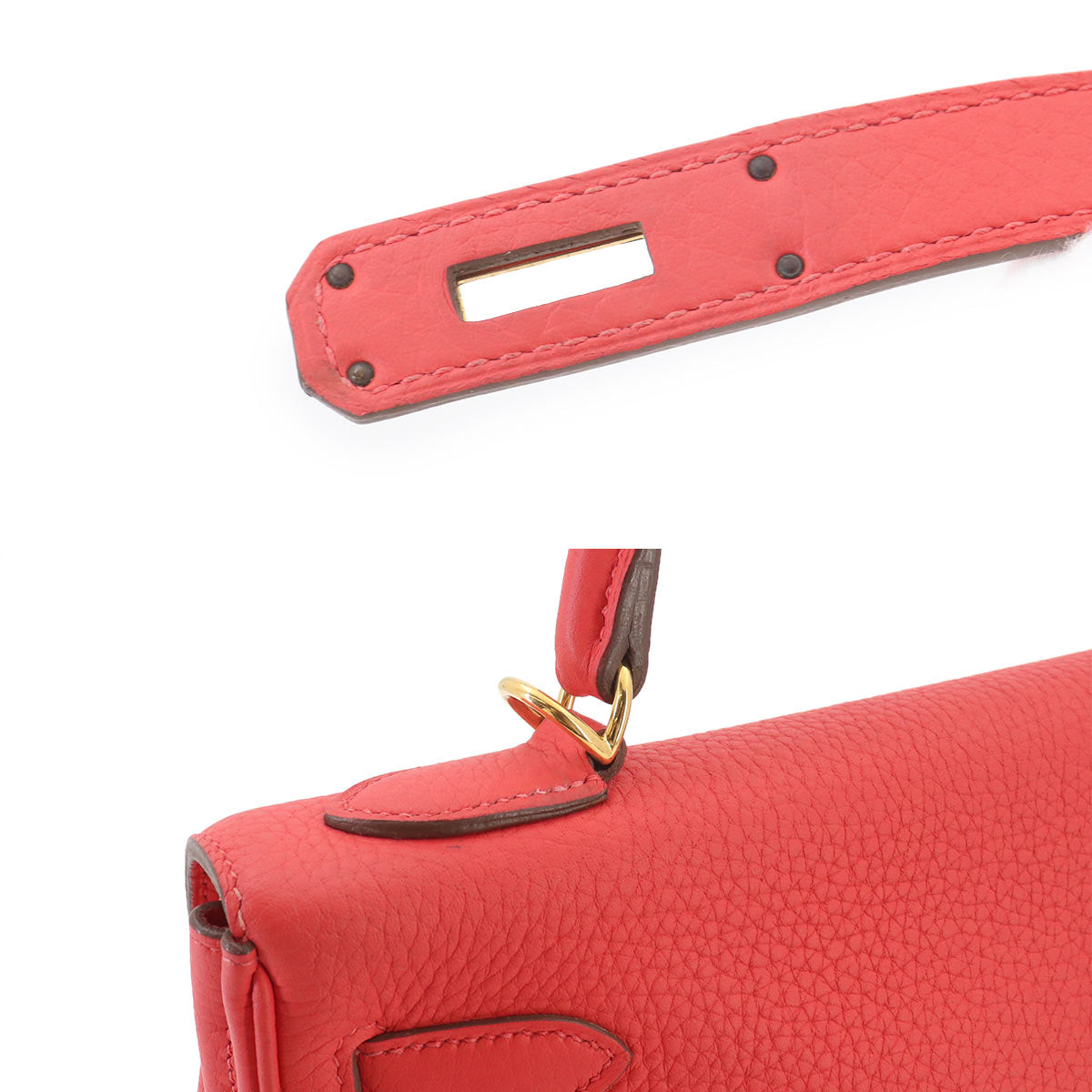 Kelly 32 Taurillon Clemence Rose Jaipur Hand Shoulder Bag