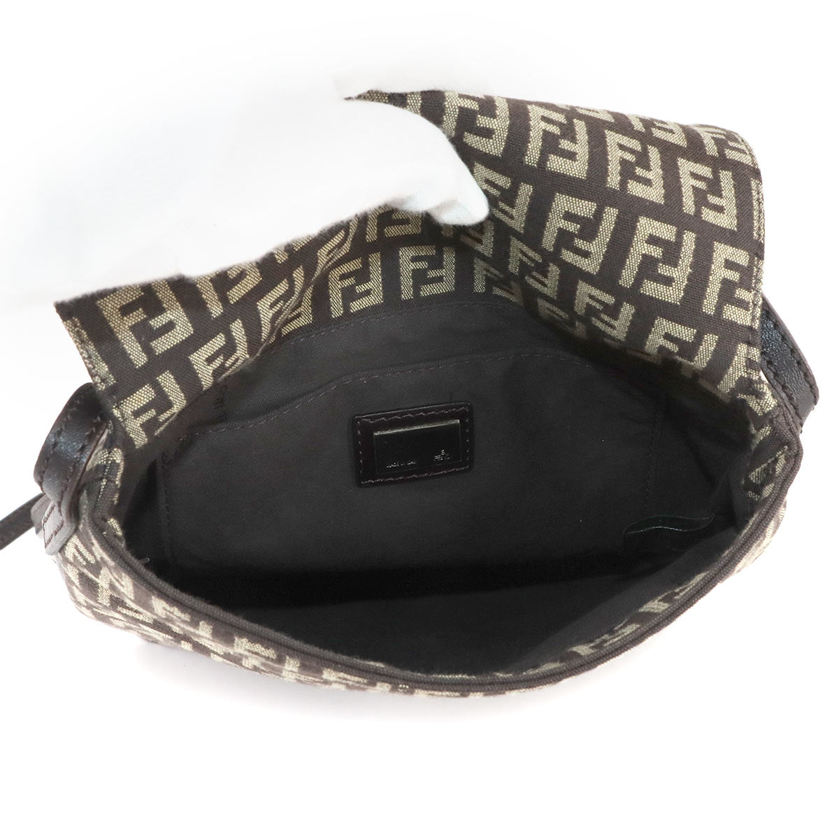 Zucchino Shoulder Bag Canvas Leather Brown 8BT075