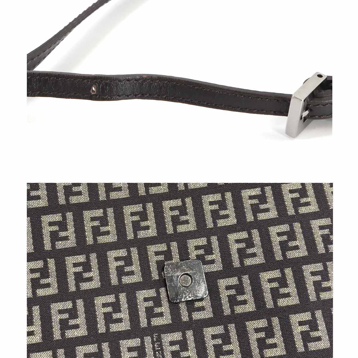 Zucchino Shoulder Bag Canvas Leather Brown 8BT075