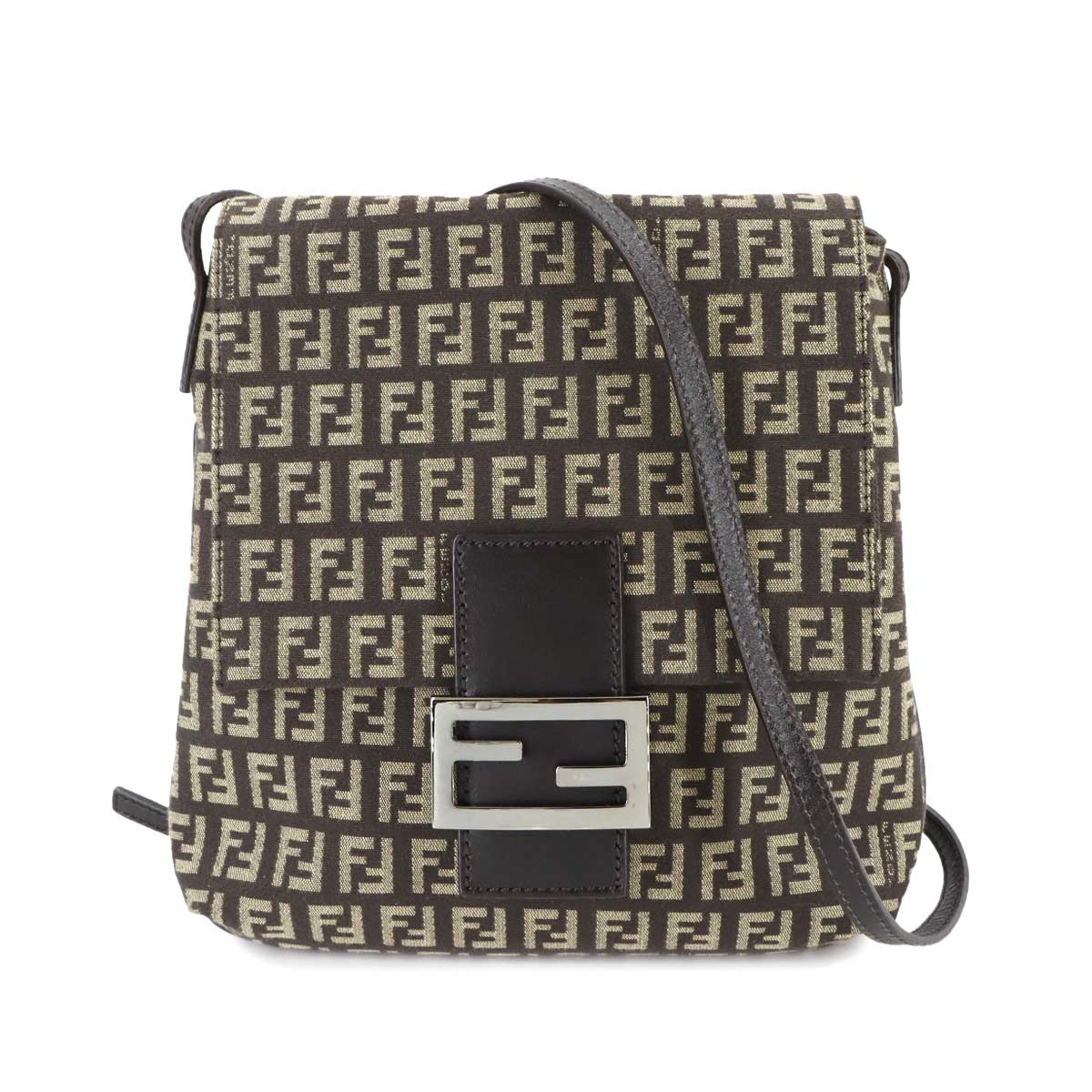 Zucchino Shoulder Bag Canvas Leather Brown 8BT075