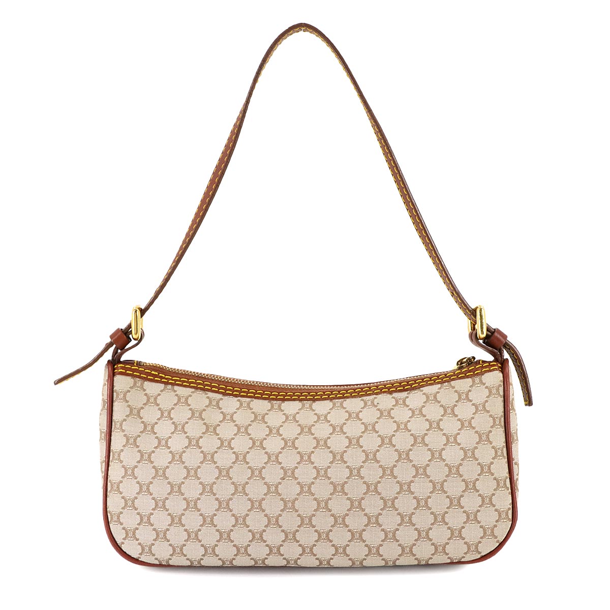 Macadam Hand Bag Canvas Leather Beige Brown Purse Vintage