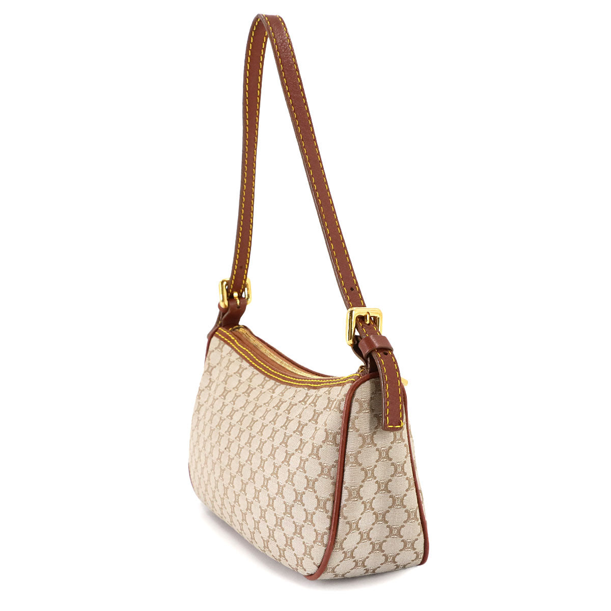 Macadam Hand Bag Canvas Leather Beige Brown Purse Vintage