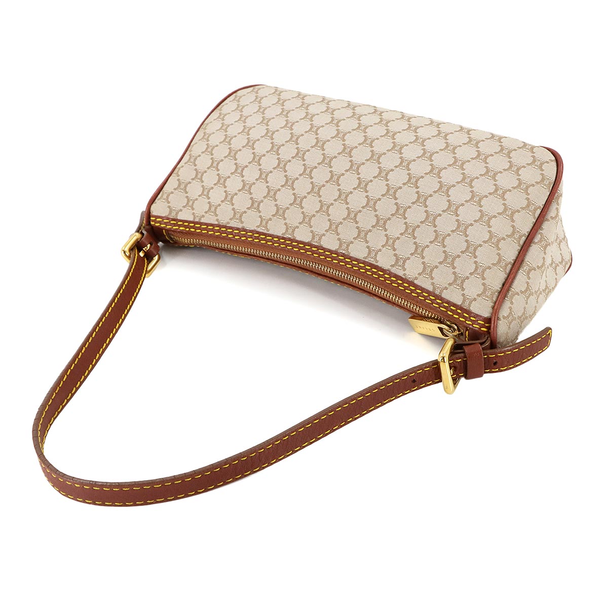 Macadam Hand Bag Canvas Leather Beige Brown Purse Vintage