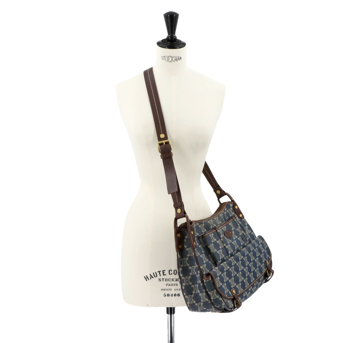 Macadam Shoulder Bag Denim Leather Blue Brown Vintage Purse