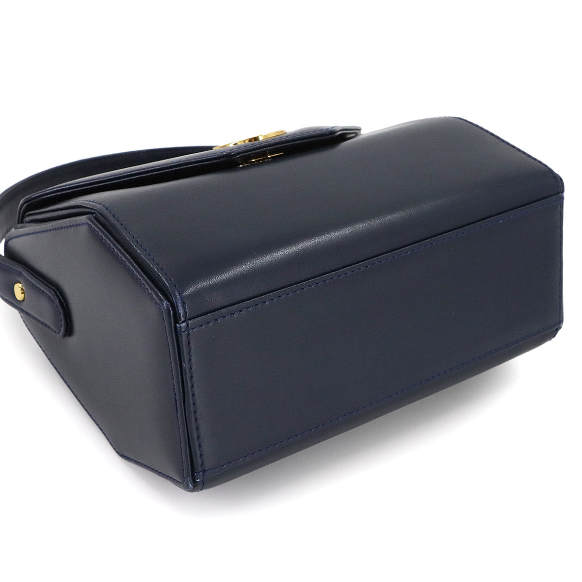 Hand Bag Leather Navy Purse