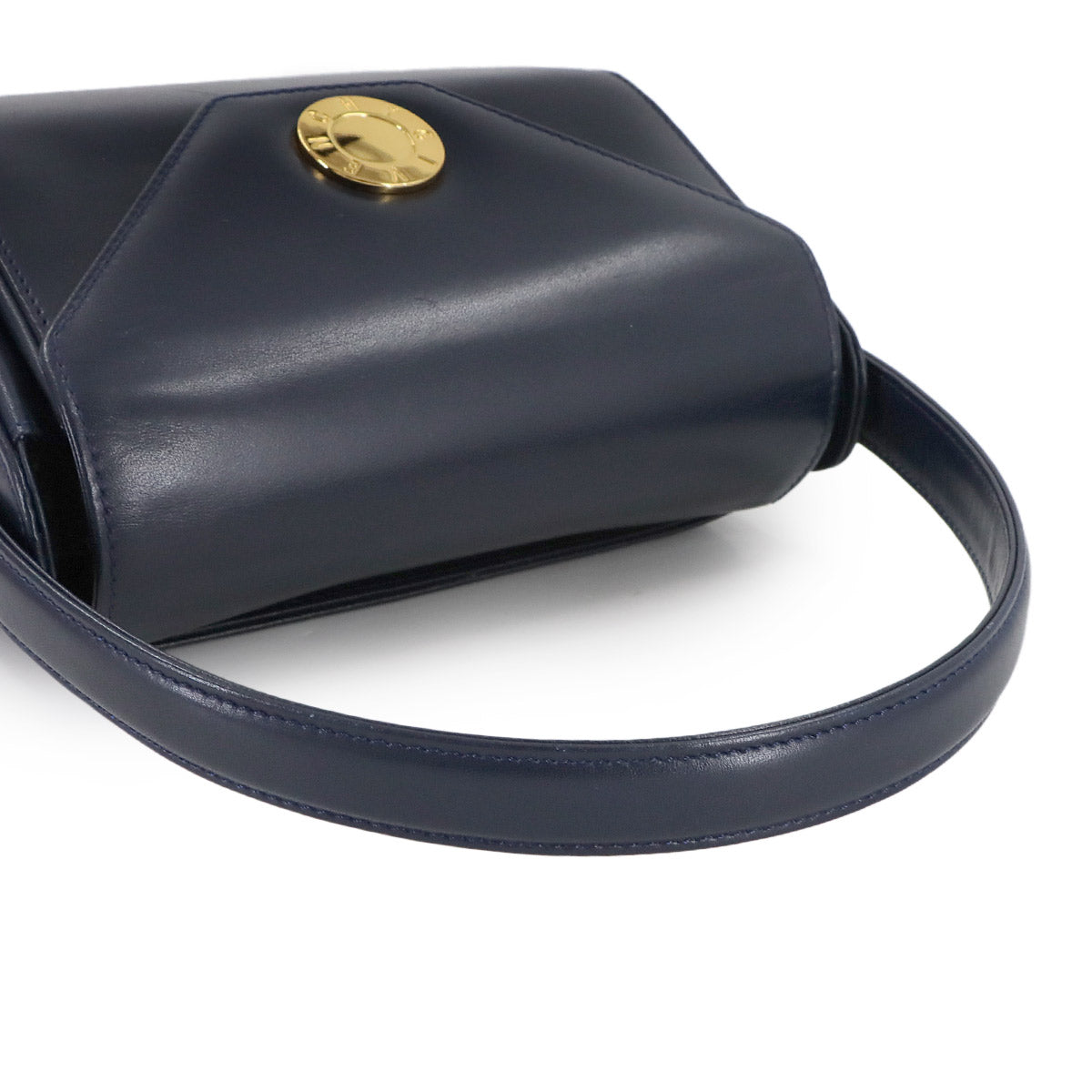 Hand Bag Leather Navy Purse