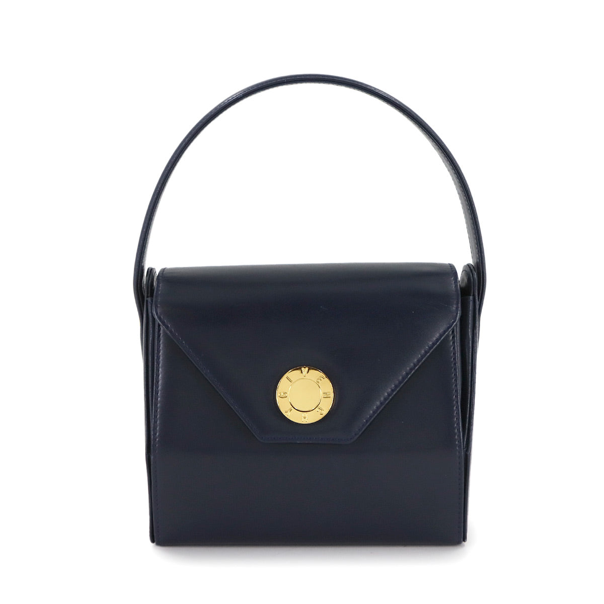 Hand Bag Leather Navy Purse