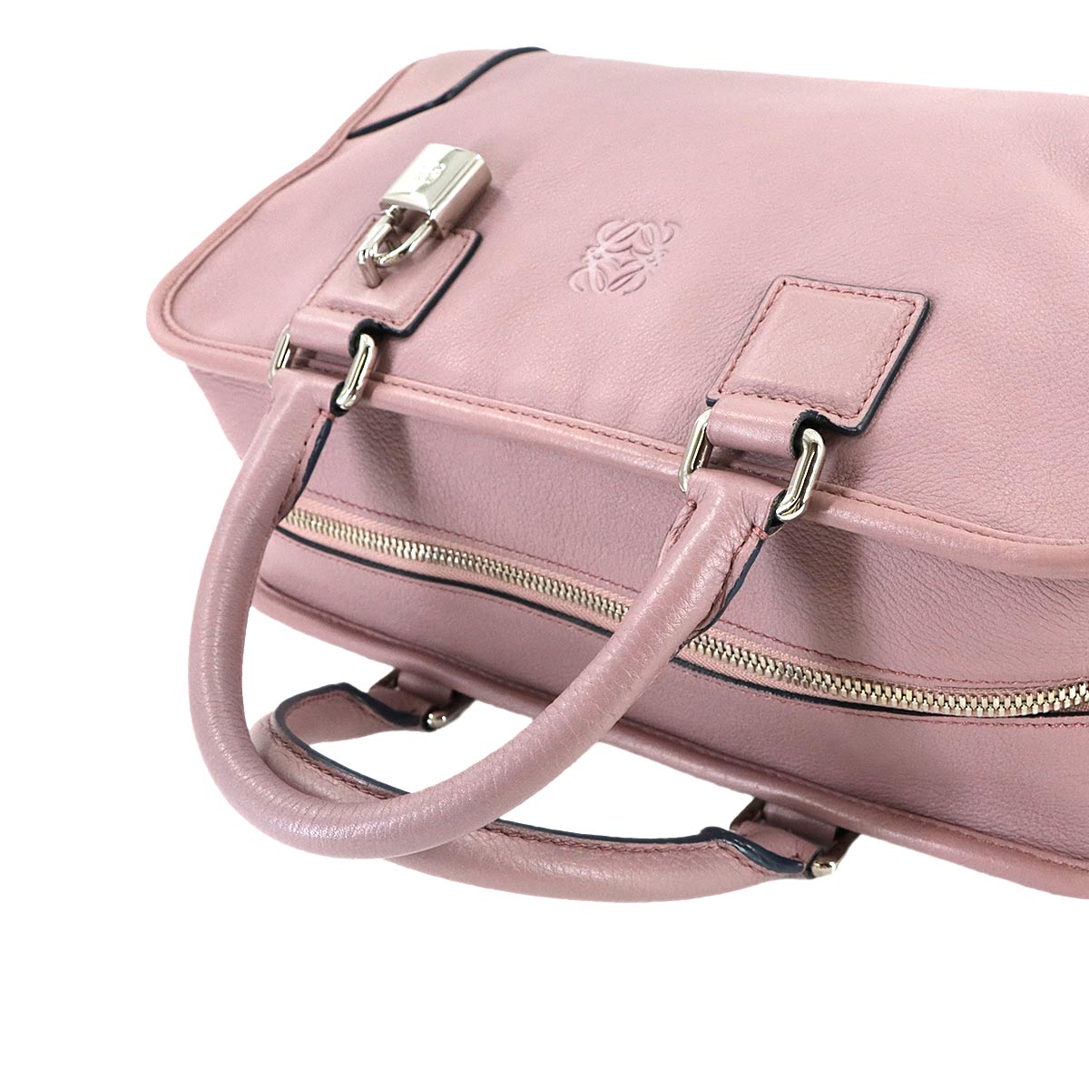 Amazona 28 Hand Bag Leather Pink Anagram Purse