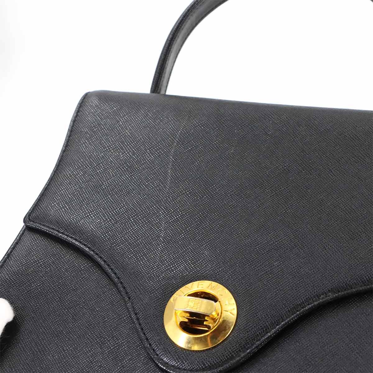 2way Hand Shoulder Bag Leather Black Purse