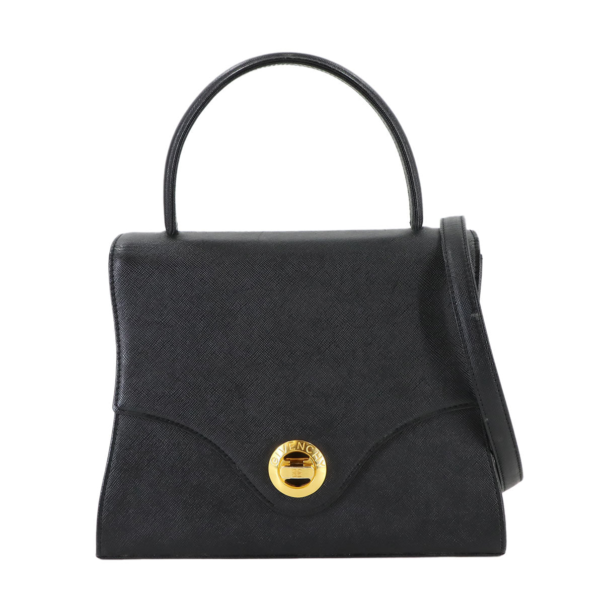 2way Hand Shoulder Bag Leather Black Purse