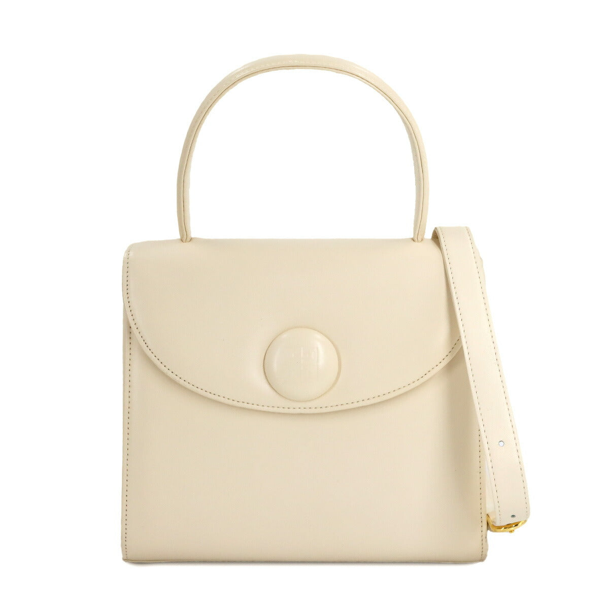 2way Hand Shoulder Bag Leather White Purse