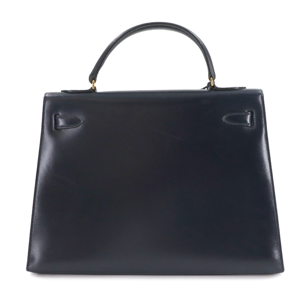 Kelly 32 Box calf Navy Hand Bag Vintage Purse