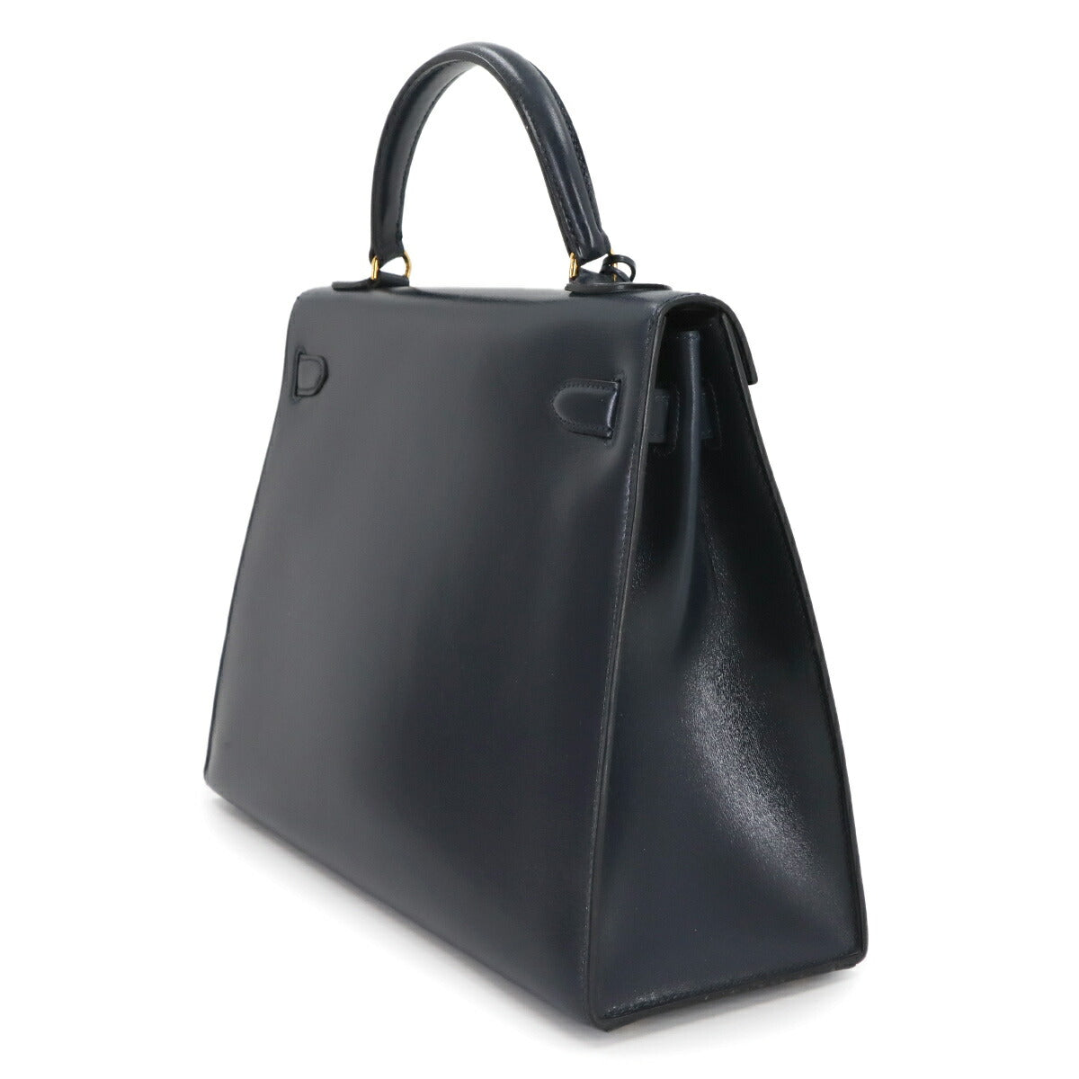 Kelly 32 Box calf Navy Hand Bag Vintage Purse