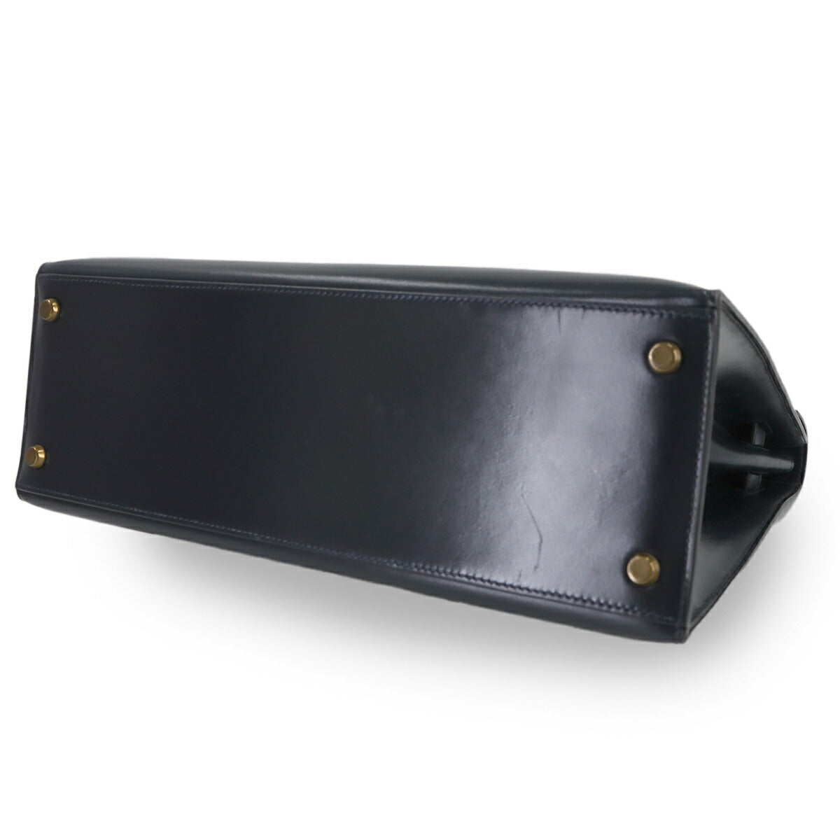 Kelly 32 Box calf Navy Hand Bag Vintage Purse