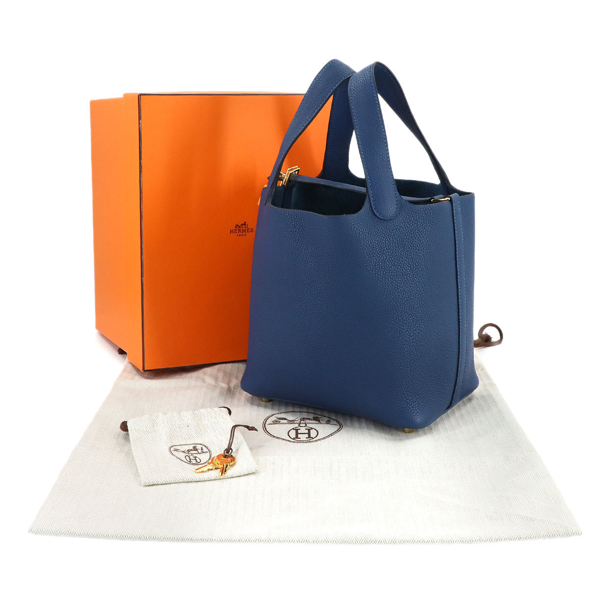 Picotin Lock PM Hand Bag Taurillon Maurice Deep Blue