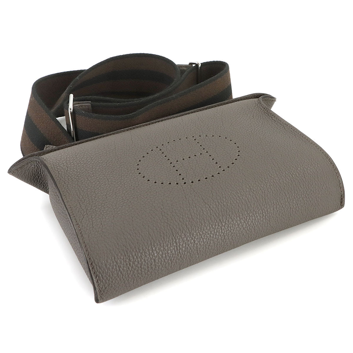 Videpoches Sangle Wooly Shoulder Bag Veau Togo Leather Etain