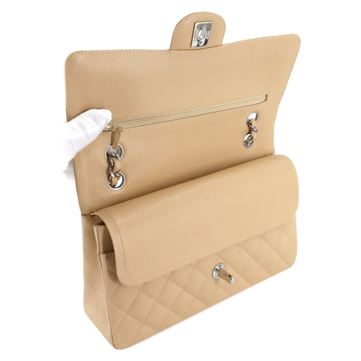 Matelasse 25 Chain Shoulder Bag Leather Beige A01112 11.12