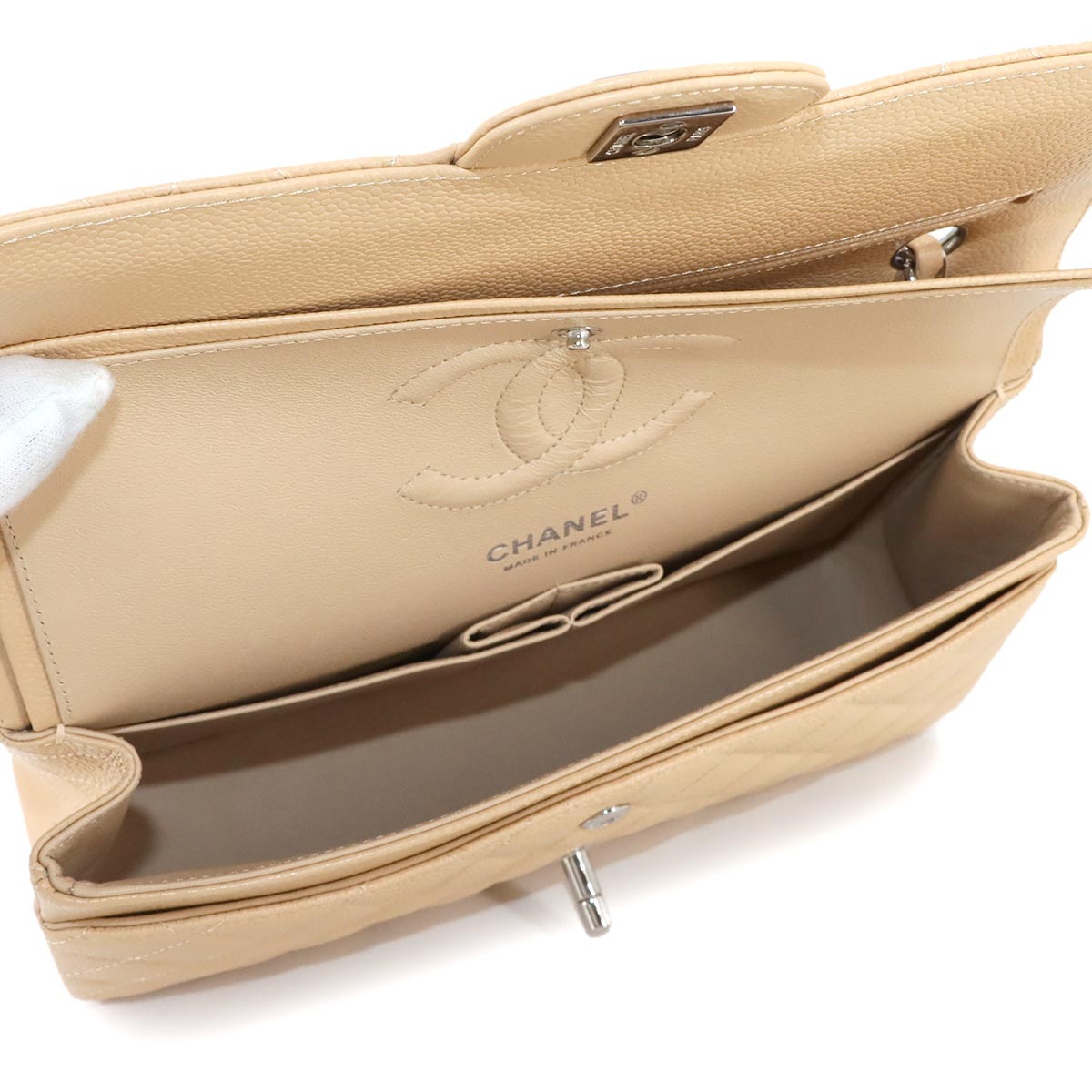 Matelasse 25 Chain Shoulder Bag Leather Beige A01112 11.12