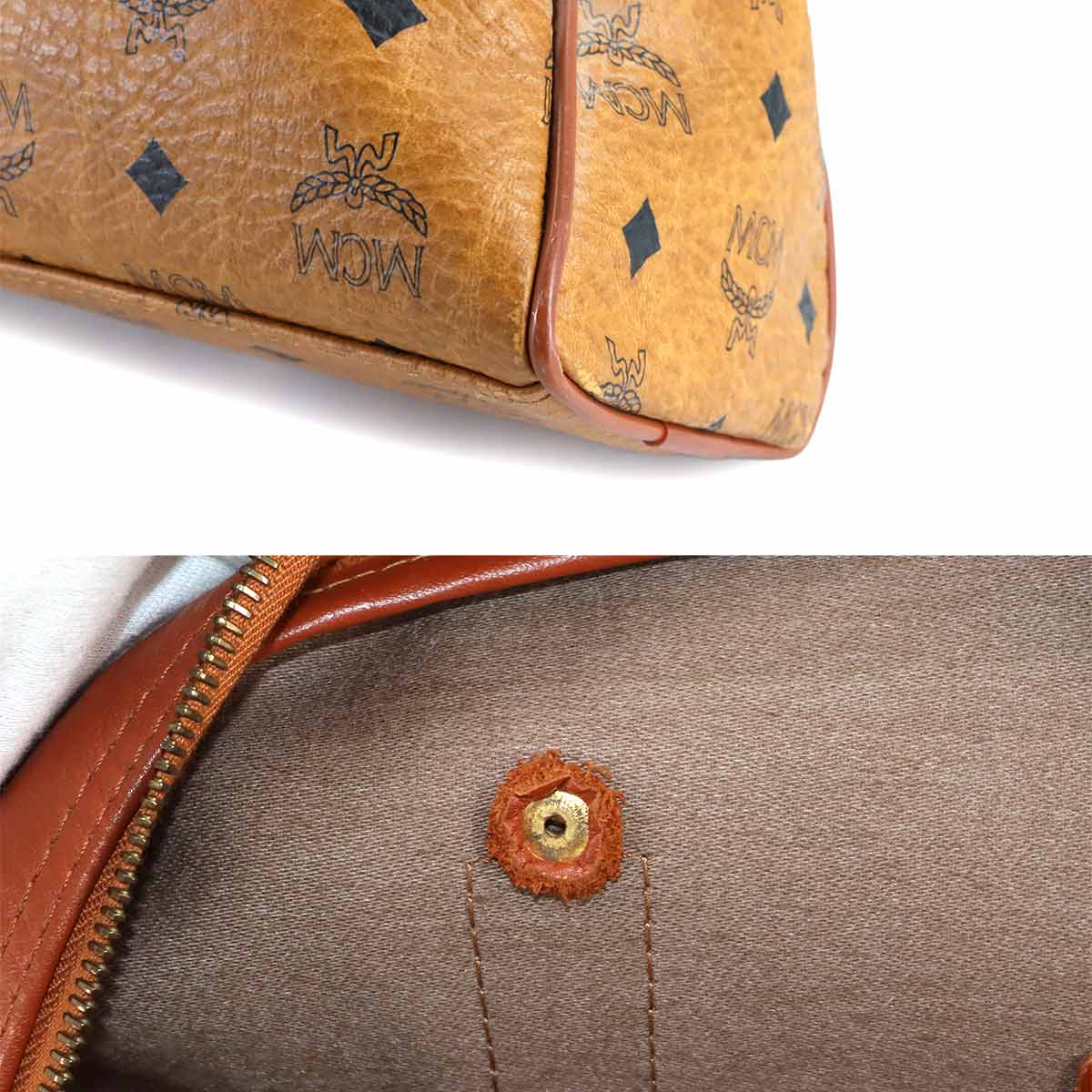 Visetos Monogram Shoulder Bag PVC Leather Brown Purse