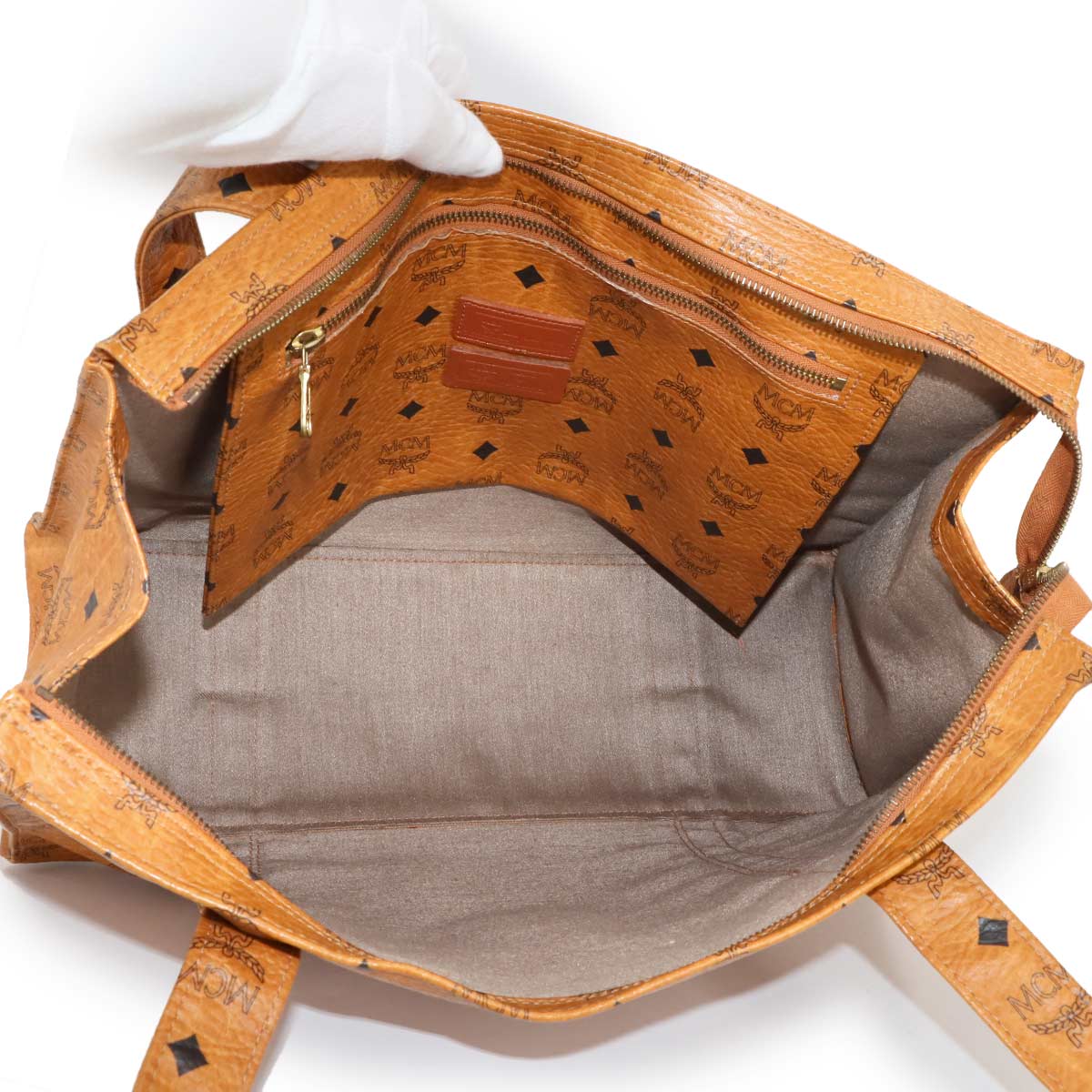 Visetos Logogram Tote Bag Leather Brown Logos Purse