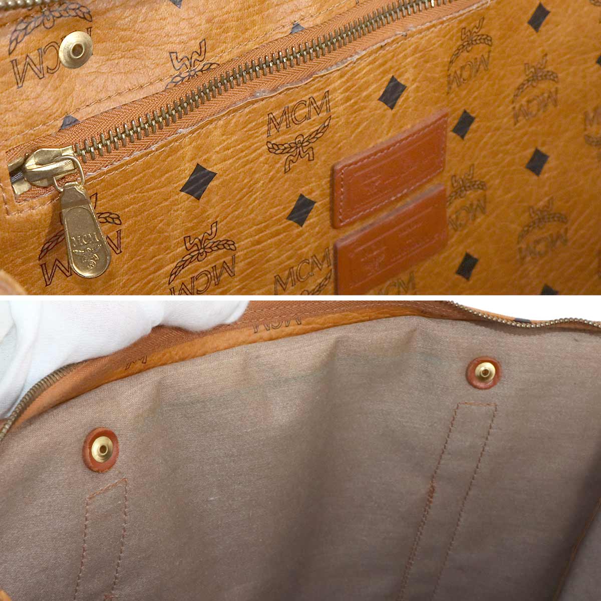 Visetos Logogram Tote Bag Leather Brown Logos Purse