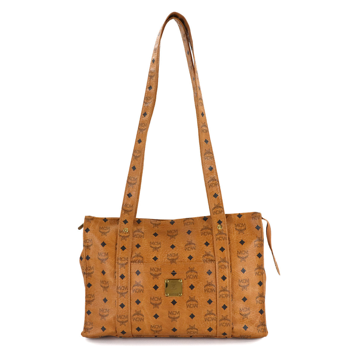 Visetos Logogram Tote Bag Leather Brown Logos Purse