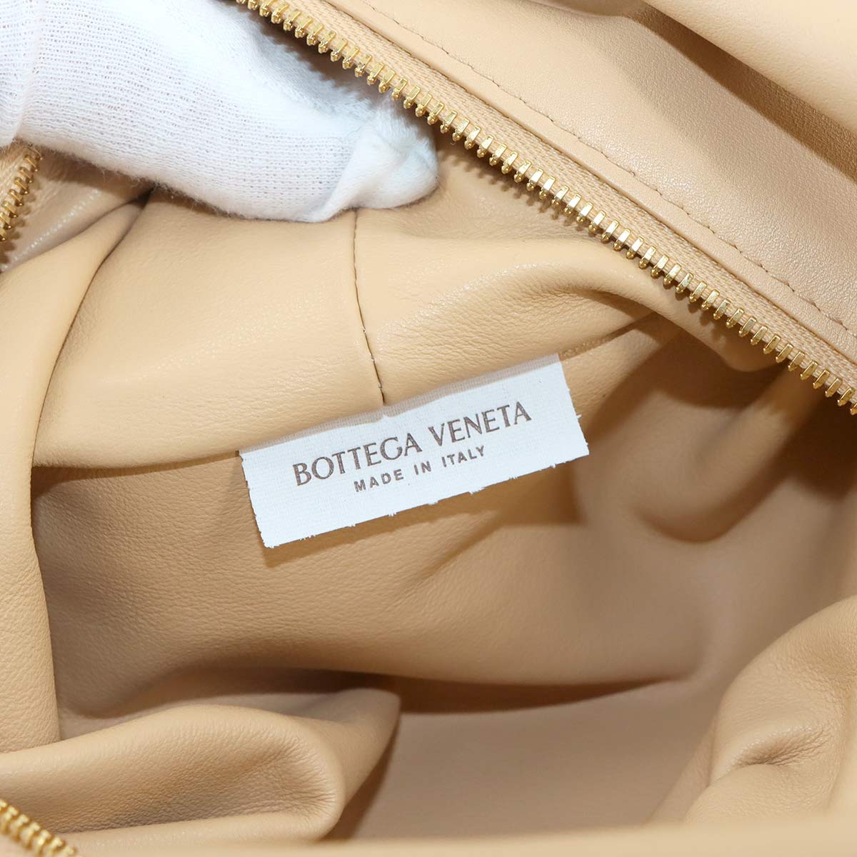 Double Knot Hand Bag Leather Beige 629635 Purse