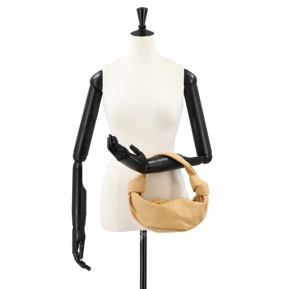 Double Knot Hand Bag Leather Beige 629635 Purse