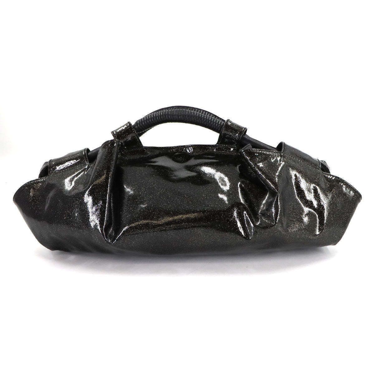 Nappa Aire Hand Bag Enamel Black Glitter Purse