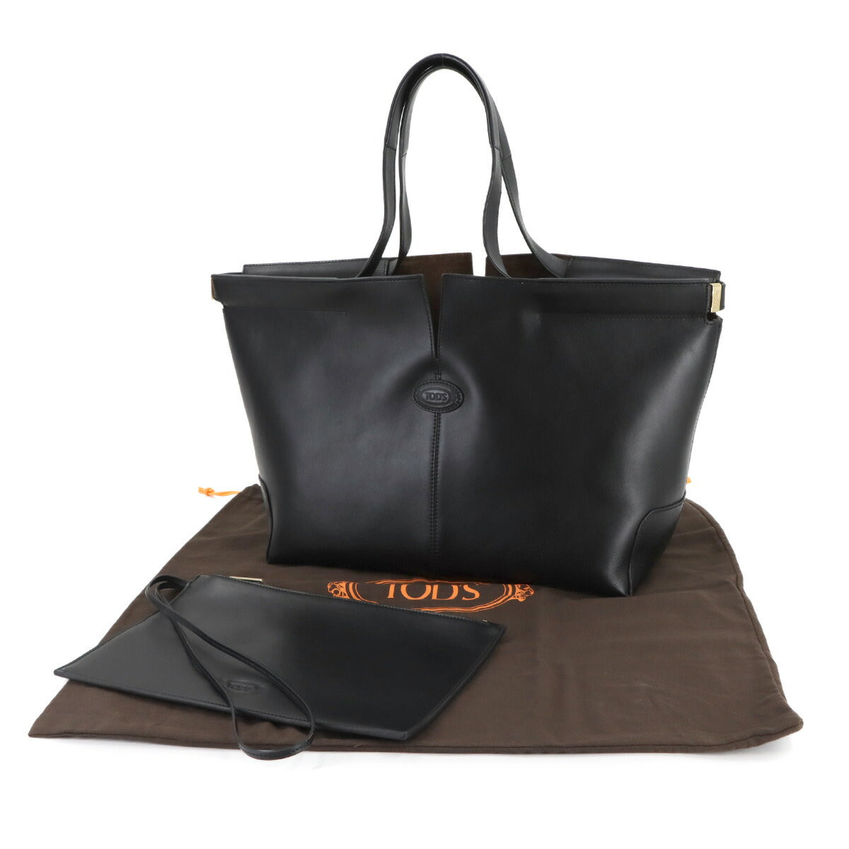 Di Folio Shopping Medium Small Tote Bag Leather Black Purse