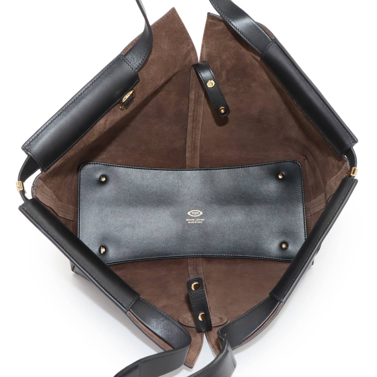 Di Folio Shopping Medium Small Tote Bag Leather Black Purse