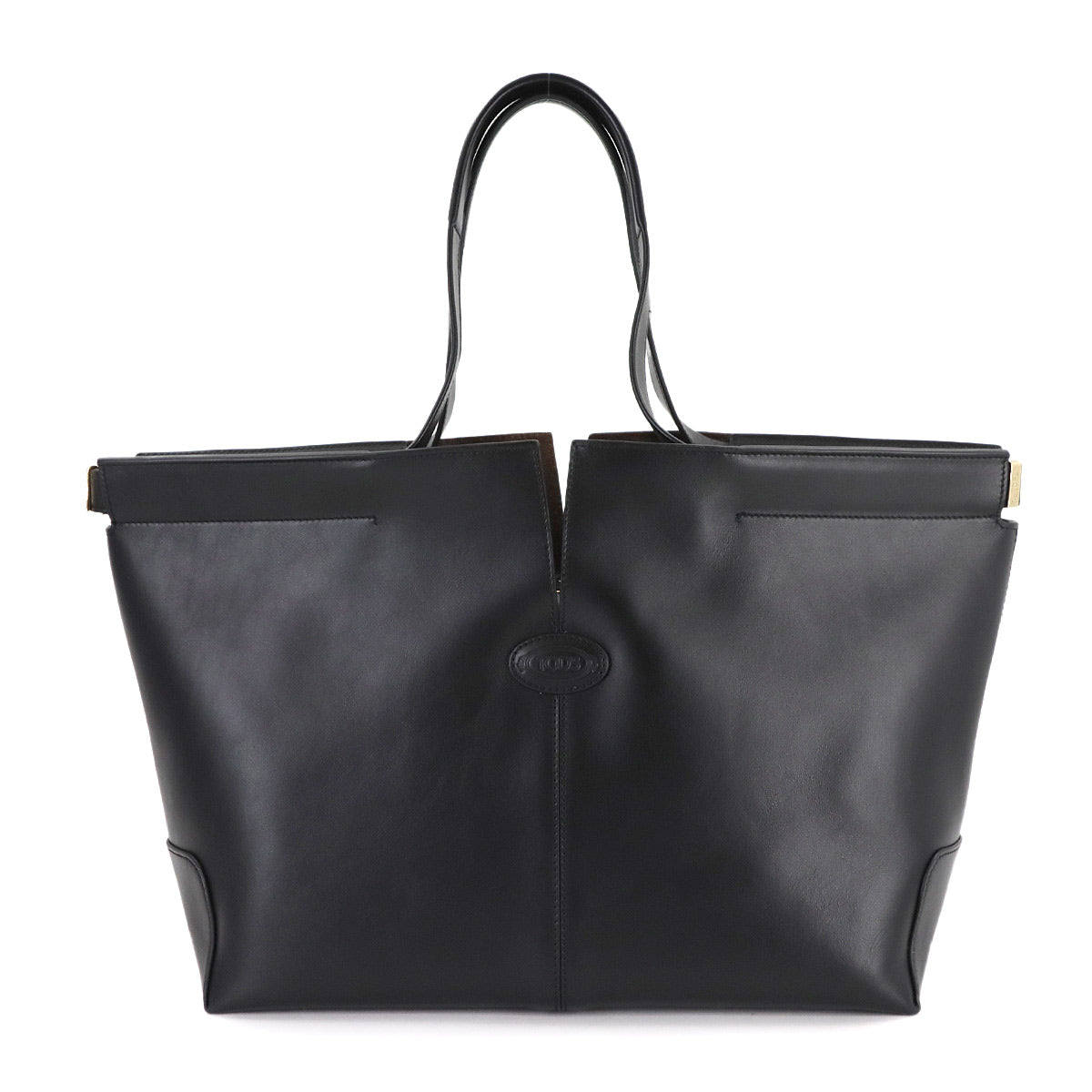 Di Folio Shopping Medium Small Tote Bag Leather Black Purse