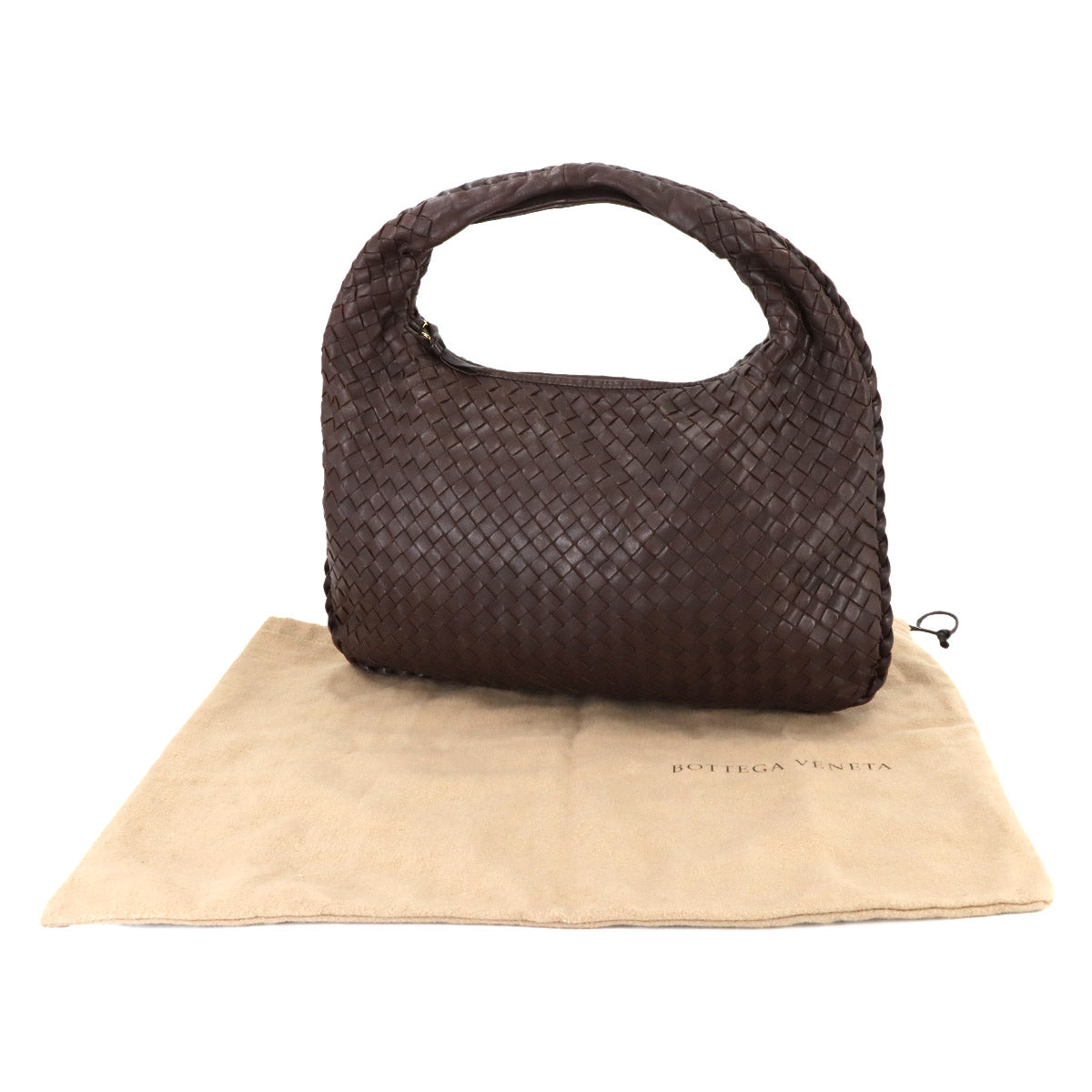 Intrecciato Hobo Shoulder Bag Leather Brown 115653