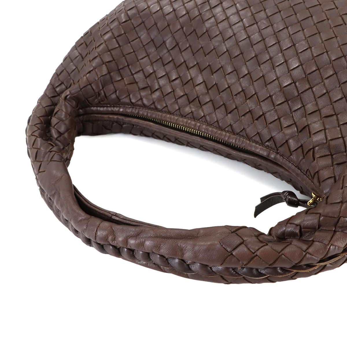 Intrecciato Hobo Shoulder Bag Leather Brown 115653