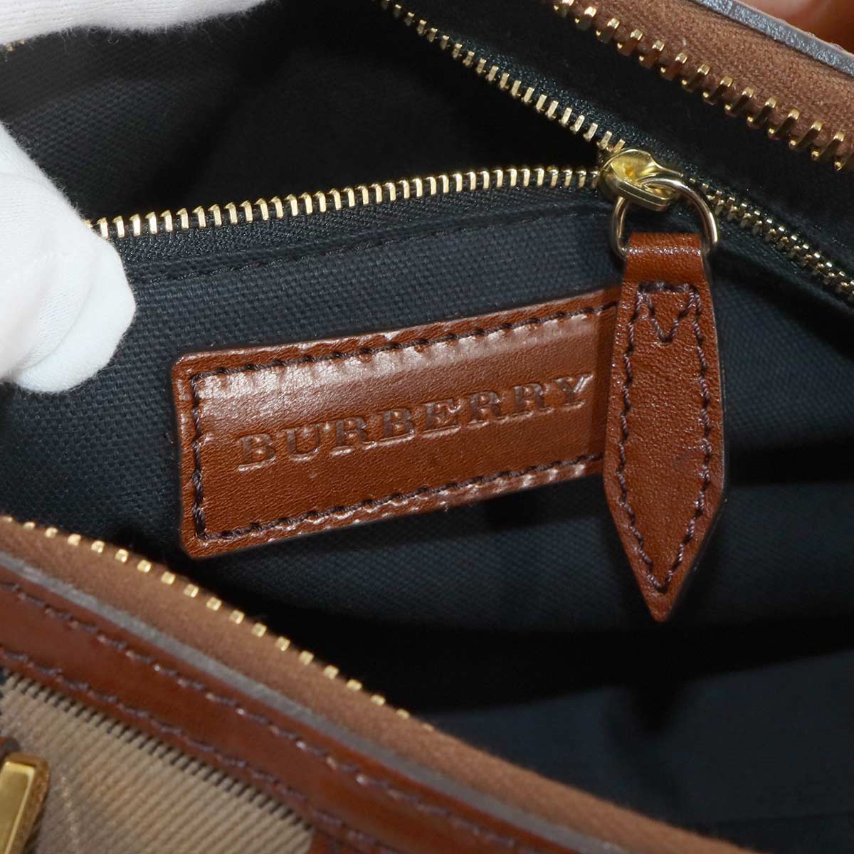 Plaid Hand Shoulder Bag Leather Brown 3887184 House Check